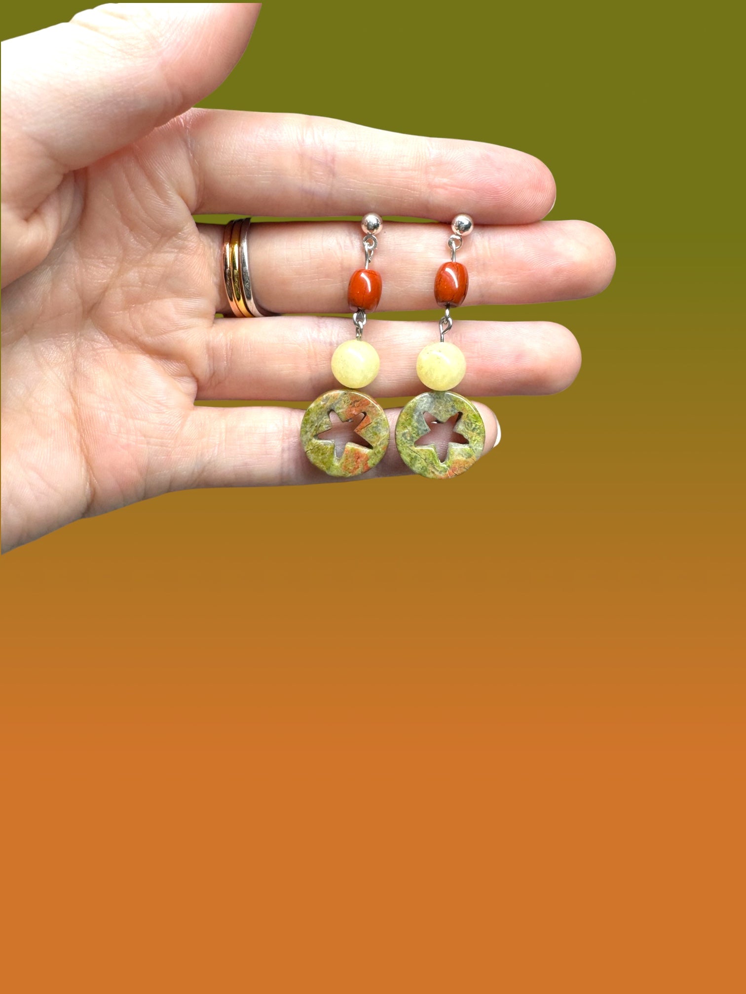 Natural stone dangly earrings